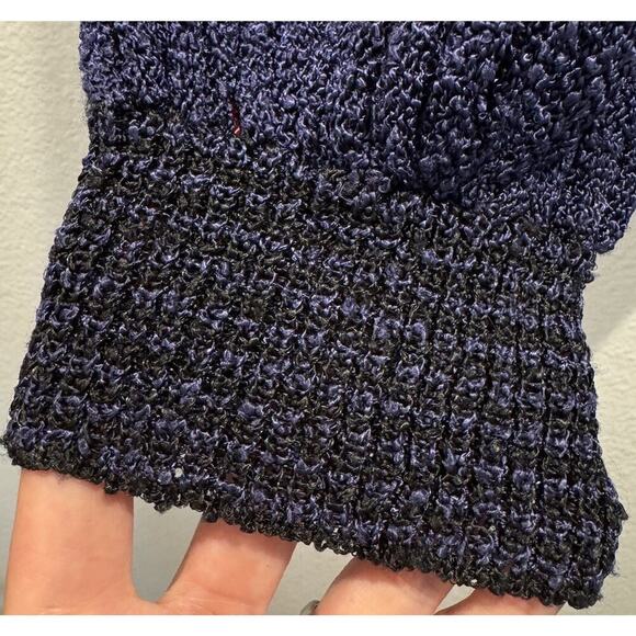 Vintage Brenda French Navy Blue Red Striped Pullover Sweater Artsy Hand Loomed - Picture 8 of 12